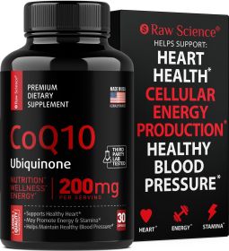 Co Q10 200mg Antioxidants Supplement for Heart Health and Brain Support High Absorption Ubiquinone Mitochondrial Supplements Extra Strength Coenz