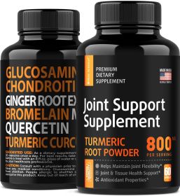 Joint Support Supplement with Turmeric Curcumin Glucosamine Chondroitin MSM Ginger Bromelain Nutritional Herbal Supplements for Men Women Helps w