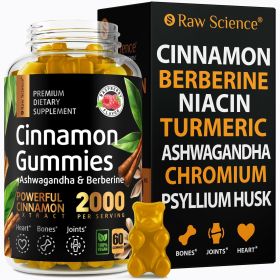 Cinnamon Gummies Blood Support Ceylon Cinnamon Bark 2000MG Blend Supplements Berberine Turmeric Gymnema Sylvestre Bitter Melon Psyllium Husk Chro