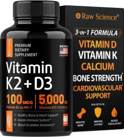 Vitamin D3 K2 Calcium Supplement Vitamin D 5000 IU Vitamin K2 MK7 100 mcg for Immune Support Bone Strength Heart Health Supplements Teeth Vitamin