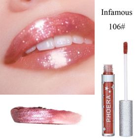 Moisturizing Candy Color Lip Gloss Waterproof Glitter Liquid Lipstick Long Lasting Makeup Lipstick (Option: 106 Infamous)