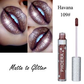 Moisturizing Candy Color Lip Gloss Waterproof Glitter Liquid Lipstick Long Lasting Makeup Lipstick (Option: 109 Havana)