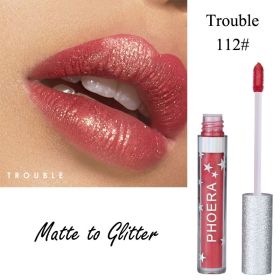 Moisturizing Candy Color Lip Gloss Waterproof Glitter Liquid Lipstick Long Lasting Makeup Lipstick (Option: 112 Trouble)