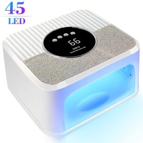 Nail Art UV Lamp 45 Beads White Pink With 4 Hour Button Display Auto Sensor LED Nail Lamp For Curing All Gel Nail Polish Professional Drying Lamp (Color: White)